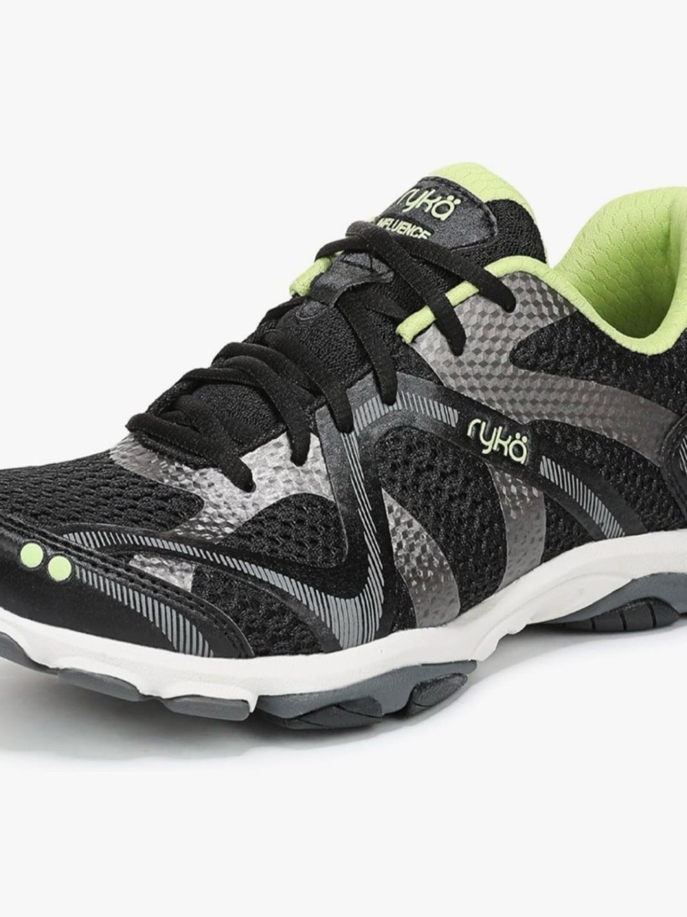 Ryka Black with Lime Accent Mesh Training Shoe
